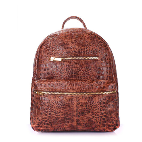 Рюкзак жіночий шкіряний Poolparty Mini Коричневий (mini-bckpck-leather-croco-brown) фото №1