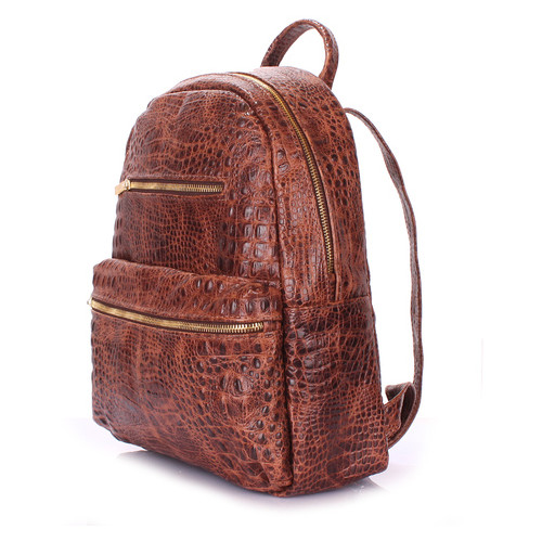 Рюкзак жіночий шкіряний Poolparty Mini Коричневий (mini-bckpck-leather-croco-brown) фото №2