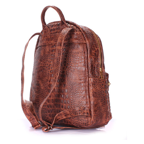 Рюкзак жіночий шкіряний Poolparty Mini Коричневий (mini-bckpck-leather-croco-brown) фото №3