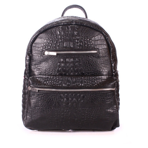 Рюкзак жіночий шкіряний Poolparty Mini Чорний (mini-bckpck-leather-croco-black) фото №1