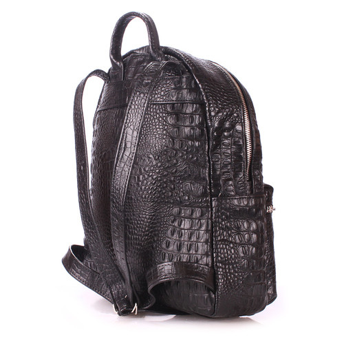 Рюкзак жіночий шкіряний Poolparty Mini Чорний (mini-bckpck-leather-croco-black) фото №3