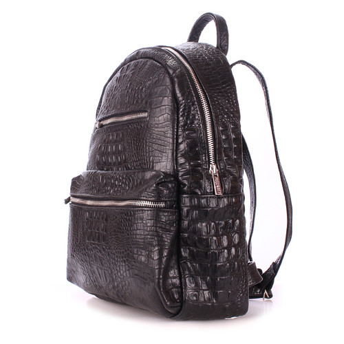 Рюкзак жіночий шкіряний Poolparty Mini Чорний (mini-bckpck-leather-croco-black) фото №2