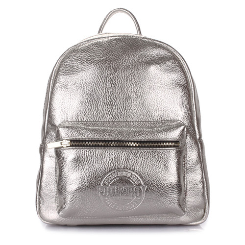 Жіночий шкіряний рюкзак Poolparty Xs Срібний (xs-bckpck-leather-silver) фото №1
