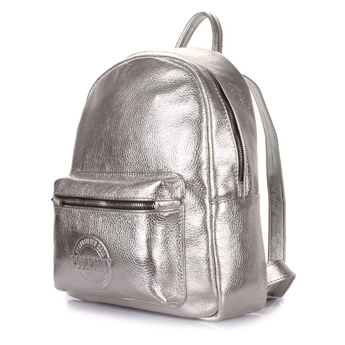 Жіночий шкіряний рюкзак Poolparty Xs Срібний (xs-bckpck-leather-silver) фото №2