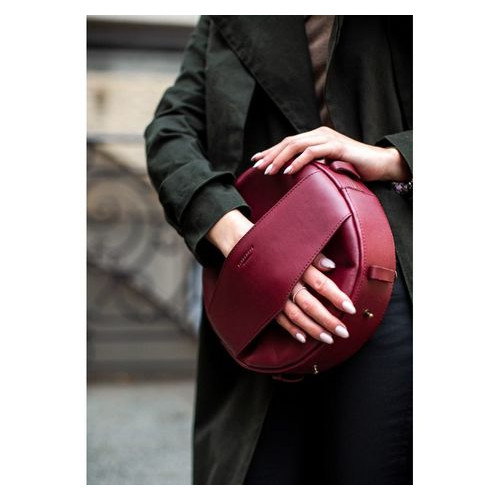 Шкіряна жіноча кругла сумка-рюкзак Maxi бордова Blank Note BN-BAG-30-vin фото №1