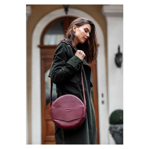 Шкіряна жіноча кругла сумка-рюкзак Maxi бордова Blank Note BN-BAG-30-vin фото №8