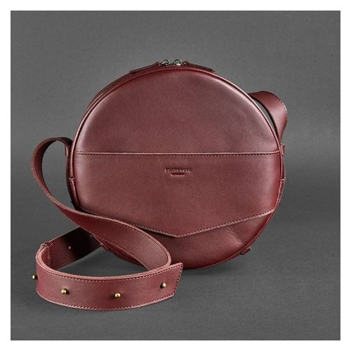 Шкіряна жіноча кругла сумка-рюкзак Maxi бордова Blank Note BN-BAG-30-vin фото №10