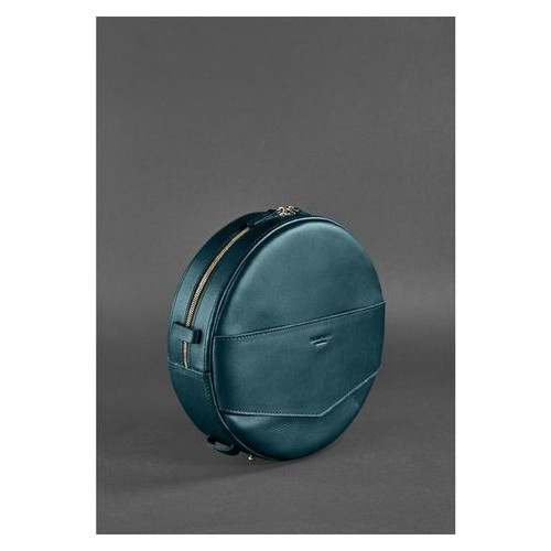 Шкіряна жіноча кругла сумка-рюкзак Maxi зелена BN-BAG-30-malachite фото №3