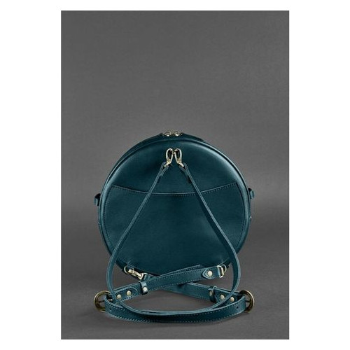 Шкіряна жіноча кругла сумка-рюкзак Maxi зелена BN-BAG-30-malachite фото №5