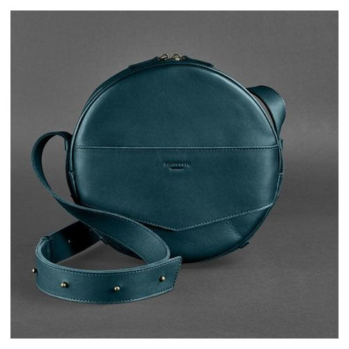 Шкіряна жіноча кругла сумка-рюкзак Maxi зелена BN-BAG-30-malachite фото №10