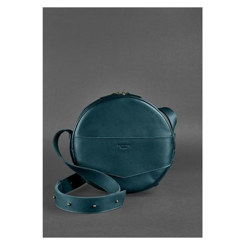 Шкіряна жіноча кругла сумка-рюкзак Maxi зелена BN-BAG-30-malachite фото №2