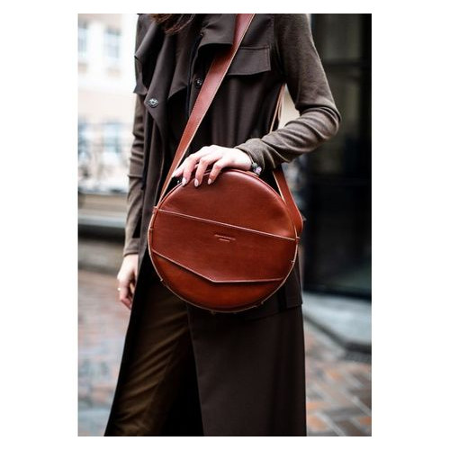 Шкіряна жіноча кругла сумка-рюкзак Maxi світло-коричнева Blank Note BN-BAG-30-k фото №9