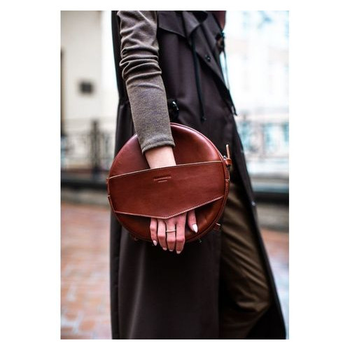 Шкіряна жіноча кругла сумка-рюкзак Maxi світло-коричнева Blank Note BN-BAG-30-k фото №7