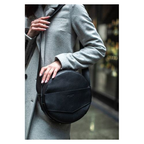Шкіряна жіноча кругла сумка-рюкзак Maxi чорна Blank Note BN-BAG-30-g фото №8
