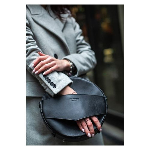 Шкіряна жіноча кругла сумка-рюкзак Maxi чорна Blank Note BN-BAG-30-g фото №7