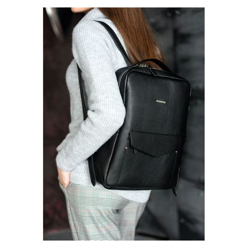 Шкіряний жіночий рюкзак на блискавці Cooper чорний Blank Note BN-BAG-19-noir фото №1