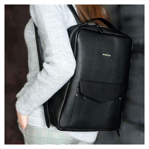 Шкіряний жіночий рюкзак на блискавці Cooper чорний Blank Note BN-BAG-19-noir фото №8