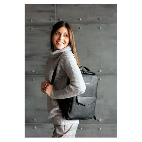 Шкіряний жіночий рюкзак на блискавці Cooper чорний Blank Note BN-BAG-19-noir фото №6
