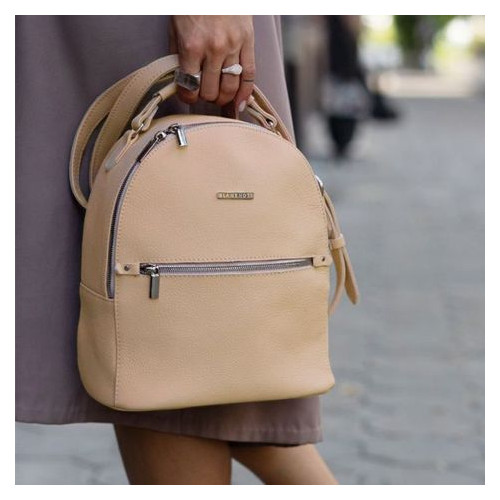 Шкіряний жіночий міні-рюкзак Kylie світло-бежевий Blank Note BN-BAG-22-crem-brule фото №9