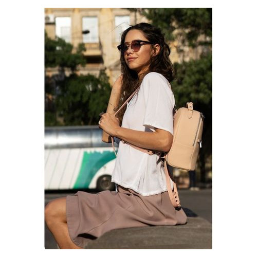 Шкіряний жіночий міні-рюкзак Kylie світло-бежевий Blank Note BN-BAG-22-crem-brule фото №8