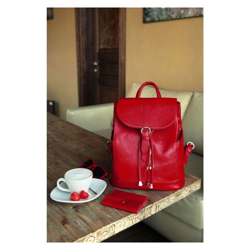 Шкіряний жіночий рюкзак Олсен червоний Blank Note BN-BAG-13-rubin фото №8