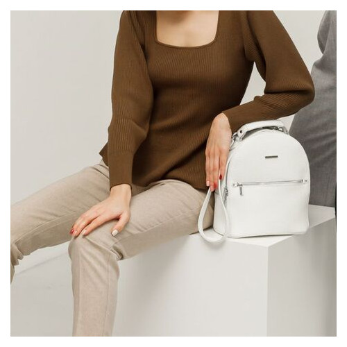 Шкіряний жіночий міні-рюкзак Kylie білий флотар BlankNote (BN-BAG-22-white) фото №9