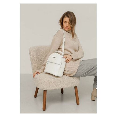 Шкіряний жіночий міні-рюкзак Kylie білий флотар BlankNote (BN-BAG-22-white) фото №6