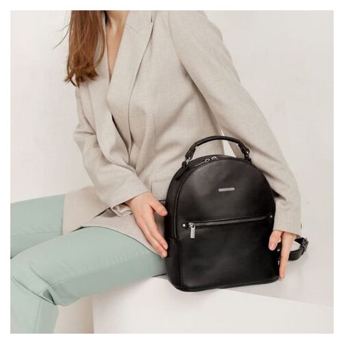 Шкіряний жіночий міні-рюкзак Kylie чорний краст BlankNote (BN-BAG-22-g) фото №4