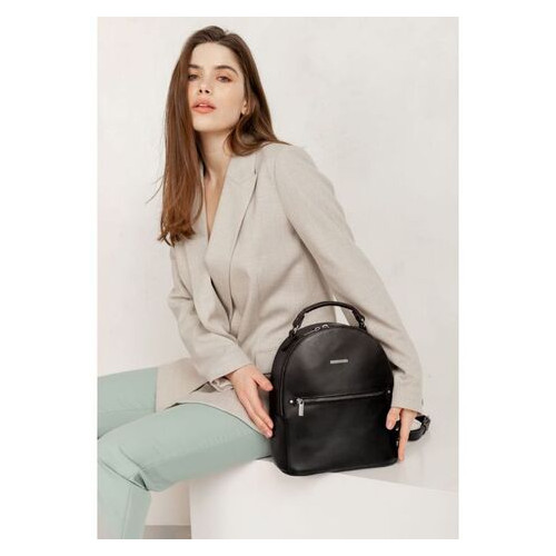 Шкіряний жіночий міні-рюкзак Kylie чорний краст BlankNote (BN-BAG-22-g) фото №1