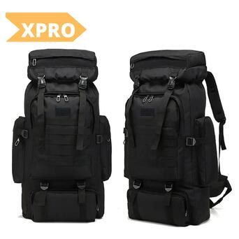 Тактичний рюкзак XPRO на 80 л, Армійський рюкзак чорний фото №2
