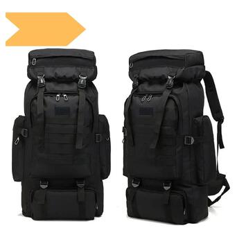 Тактичний рюкзак XPRO на 80 л, Армійський рюкзак чорний фото №1