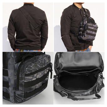 Рюкзак тактичний на одне плече AOKALI Outdoor A14 20L Black Typhon фото №6