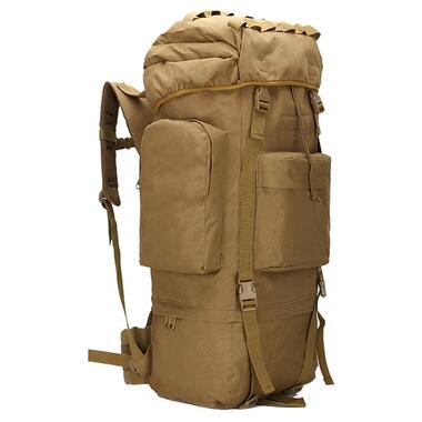 Великий тактичний, армійський рюкзак з дощовиком 65L Combat койот фото №1