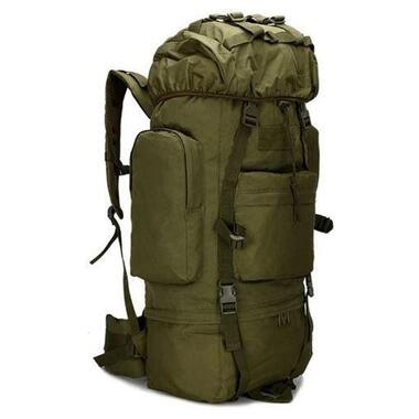Великий тактичний, армійський рюкзак з дощовиком 65L Combat хакі фото №3