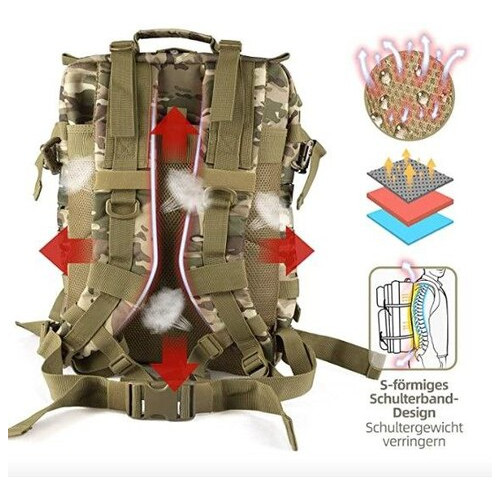 Багатофункціональний тактичний рюкзак для військових, кольори-мультикам 42л. фото №3