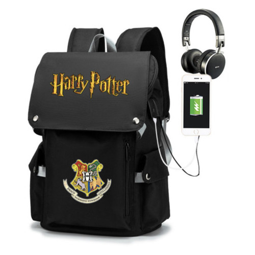 Шкільний рюкзак LifeFLUX Герб Хогвартсу Disney з USB портом чорний (1617-2019) фото №1