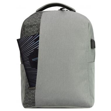 Рюкзак шкільний Optima 17.5 USB Techno чоловічий 0.7 кг 16-25 л Сірий з виділеними елементами (O97593-03) фото №5