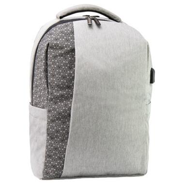Рюкзак шкільний Optima 17.5 USB Techno чоловічий 0.7 кг 16-25 л Сірий з виділеними елементами (O97593-03) фото №1