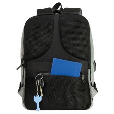 Рюкзак шкільний Optima 17.5 USB Techno чоловічий 0.7 кг 16-25 л Сірий з виділеними елементами (O97593-03) фото №2