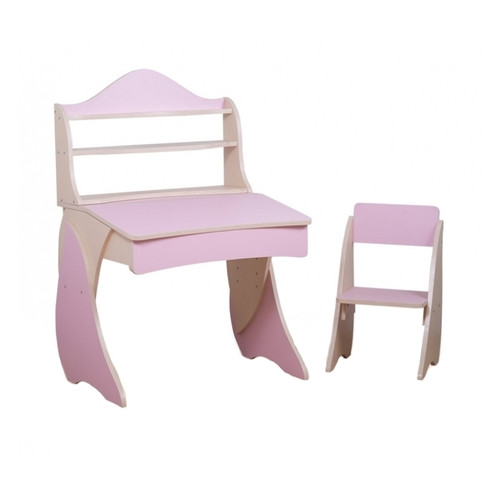 Парта со стульчиком и надстройкой Вальтер-С Умница (венге светлый, розовый) фото №1