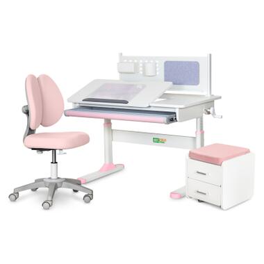 Парта з кріслом ErgoKids (L) Pink + тумба (TH-325 + Y-412 Lite + BD C3_PINK) фото №1