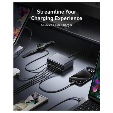 Мережева зарядка ANKER GaNPrime Charger - 200W 4xUSB-C PD & 2xUSB-A (Black) фото №4