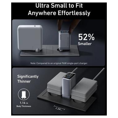 Мережева зарядка ANKER GaNPrime Charger - 100W 2xUSB-C PD & 1xUSB-A Foldable (Срібний) фото №5