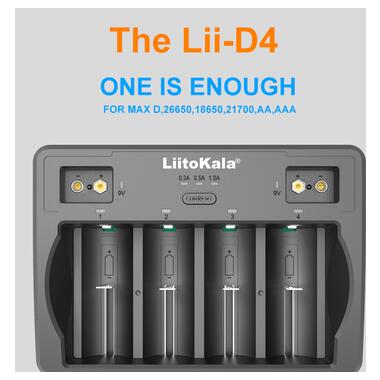 Універсальний зарядний пристрій Liitokala Lii-D4, 4 канали, Ni-Mh/Li-ion/Крона, USB-C, LED, Box фото №2
