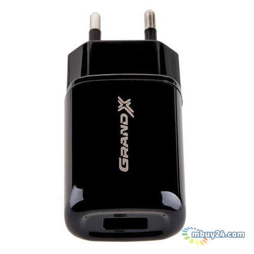 Зарядний пристрій Grand-X 5V 2.1A USB Black (CH-15B) фото №1