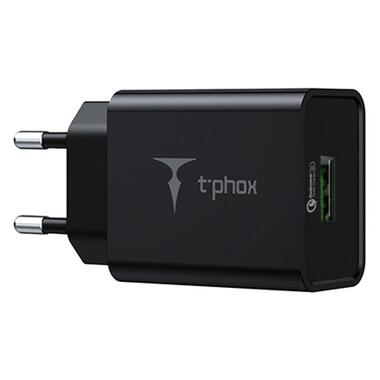 Мережева зарядка T-PHOX Tempo 18W QC3.0 USB Charger (чорний) фото №1
