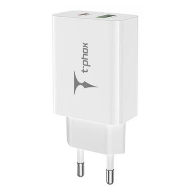 Зарядний пристрій T-Phox Speedy 20W 2Ports Type-C+USB Charger (White) (Speedy 20W PD+USB) фото №3