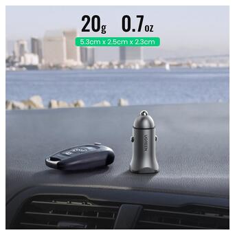 Зарядний пристрій Ugreen CD130 20W USB Type-C PD Car Charger (Gray) (30780) фото №7