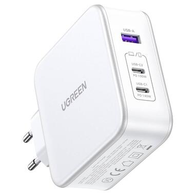 Зарядний пристрій 3xUSB 140W GaN (2хUSB-C+USB-A) CD289 with C to C Cable 1.5 м White Ugreen (15339) фото №1