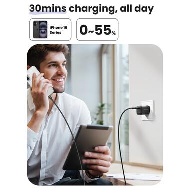 Сетевое зарядное устройство UGREEN X513 30W USB-C GaN Fast Charger EU Black (UGR-65007) фото №6